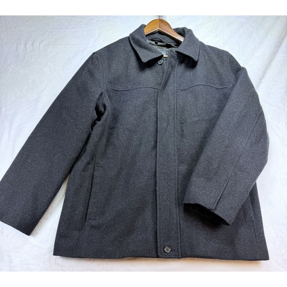 Alfani Men's 100% Pure New Wool Charcoal Gray Med Lined Jacket Car Coat